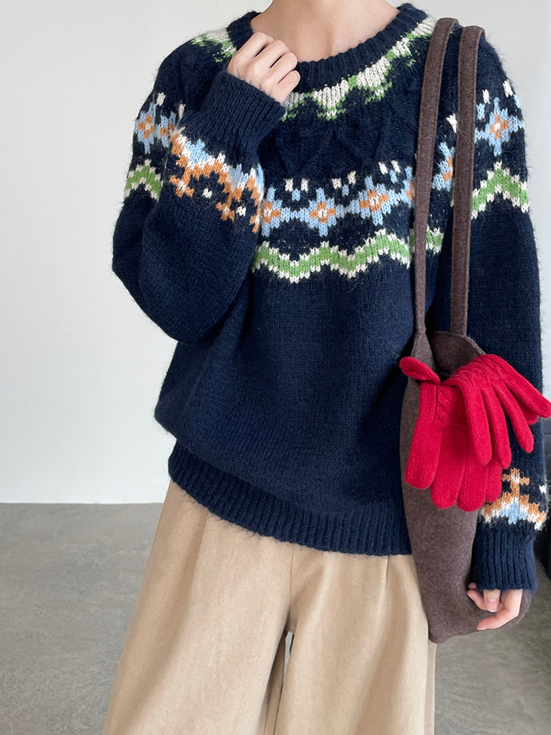 【cimMB850】實拍冬季必備复古費爾島提花針織毛衣251114