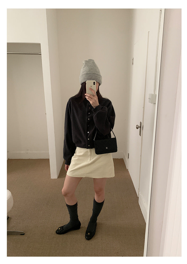 【H562】實拍秋冬S~XL必備復古高腰燈芯絨A字裙251021