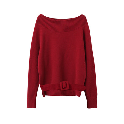 【LD11062】實拍慵懶高級感北極融針織毛衣（可拉一字肩）251209