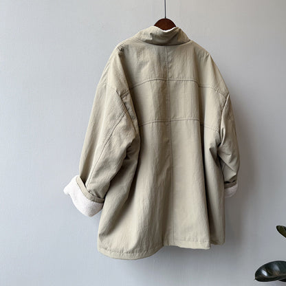 【Y82650】實拍立領帥氣內裡羊羔毛工裝外套251016