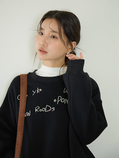 【LD3270】 實拍精品刺繡珠寬鬆厚款長袖衛衣（加絨）251020
