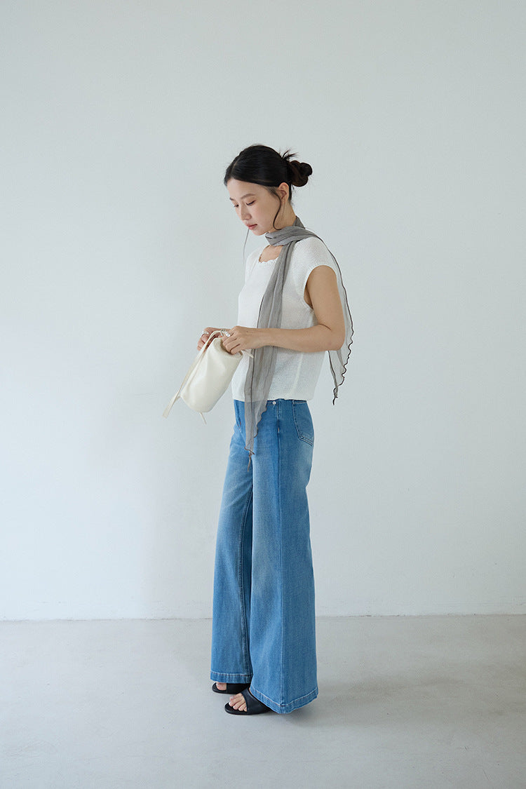 【LD11326】S~XL神級包容力大長腿👖四面彈舒適高腰顯瘦微喇叭牛仔褲260601