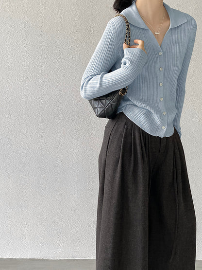 【cim6901】實拍慵懶紙片人polo領針織衫251030