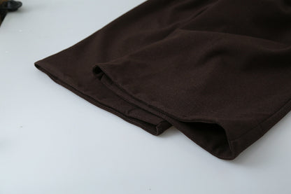 【LD3301】實拍韓系簡約高腰毛呢闊腿七分褲251103