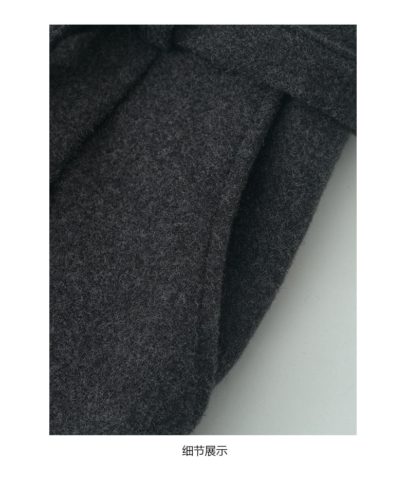 【H5491】實拍秋冬毛呢鬆緊腰加厚闊腿休閒褲251109