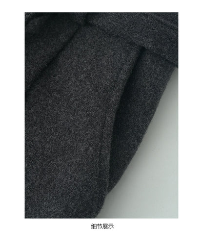 【H5491】實拍秋冬毛呢鬆緊腰加厚闊腿休閒褲251109