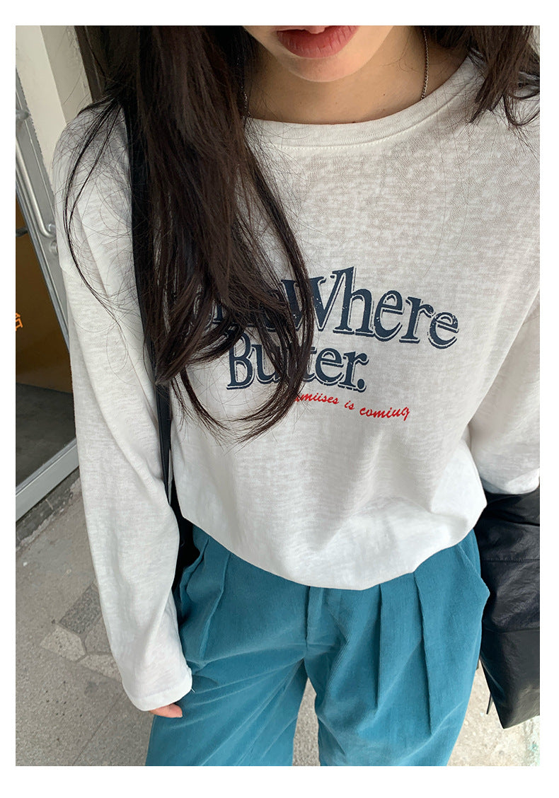 【H5389】實拍簡約休閒韓系長袖T恤250902