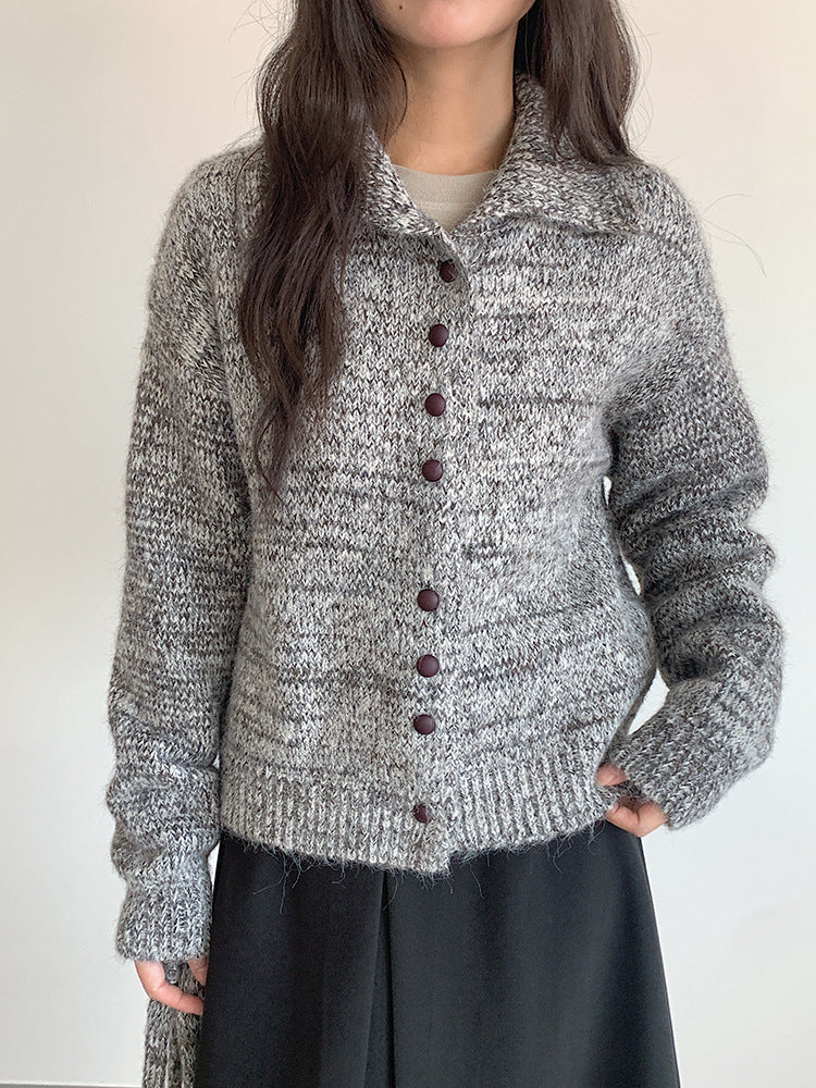 【LD3296】實拍輕奢復古寬翻領厚實針織外套＋針織包251103