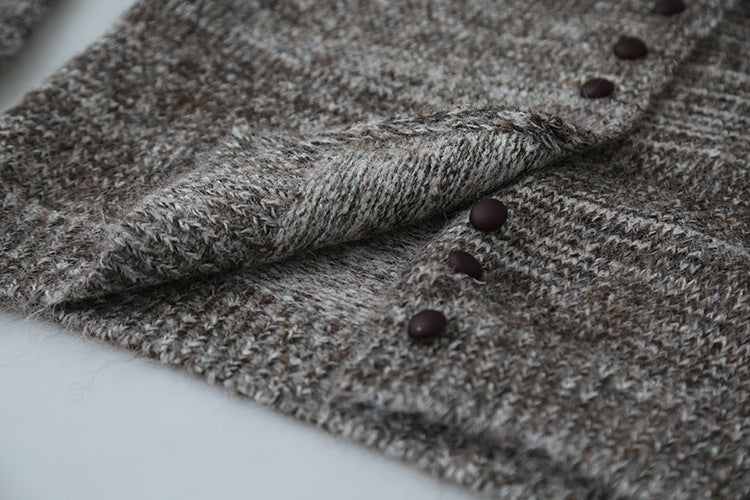 【LD3296】實拍輕奢復古寬翻領厚實針織外套＋針織包251103