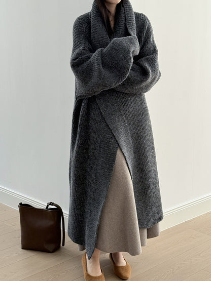 【Y913】實拍大翻領長針織大外套251106