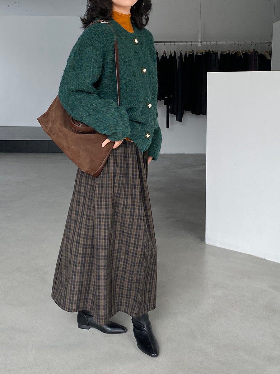 【cimz6381】實拍日系復古格紋內里加絨加厚A字裙251128