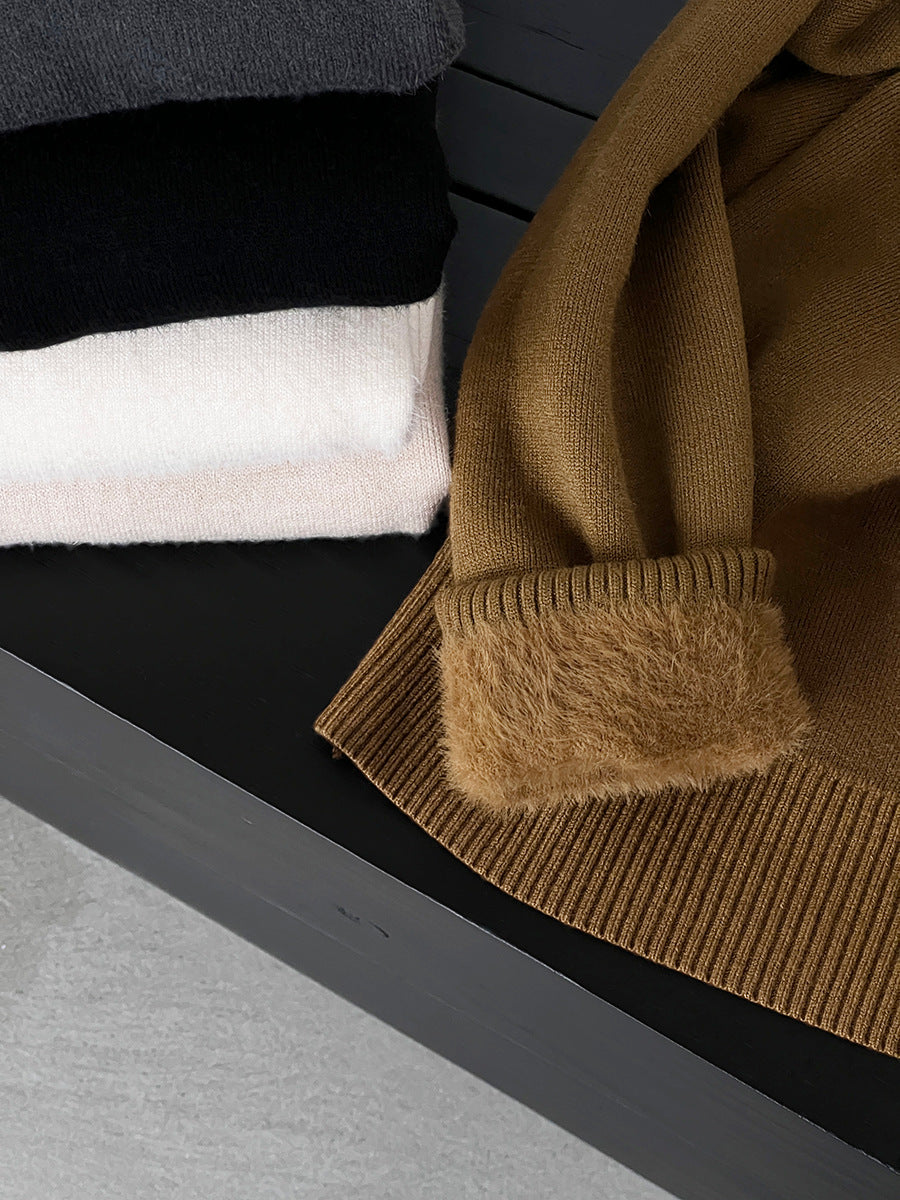 【cimz1190】實拍一體絨加絨加厚保暖小高領針織衫251120