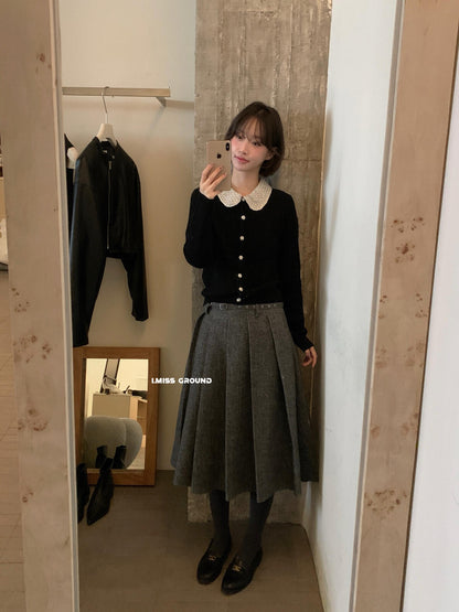 【LH01277】實拍IMISS秋冬法式絕美重工麻花珍珠領針織開襟外套（羊毛33%)251215