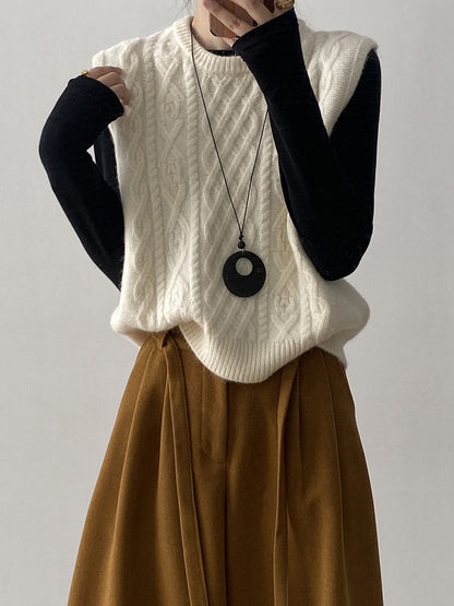 【YP2617】 實拍圓領麻花軟糯針織背心251023