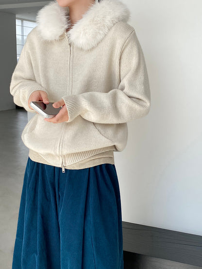 【cimz8321】實拍可拆卸毛領連帽拉鍊毛衣外套251128