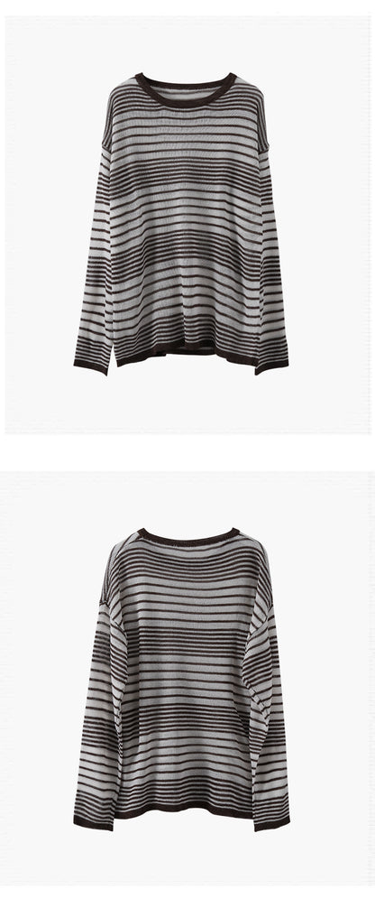 【LD8128】實拍初秋長銷款條紋圓領針織衫251110