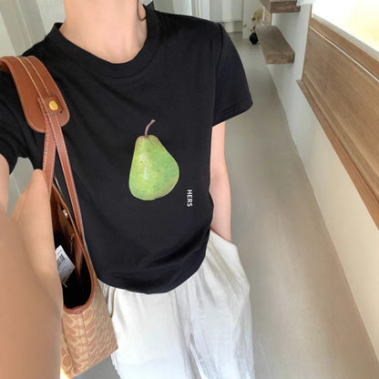 【L20646】實拍hers夏季青梨印花短袖T恤250505