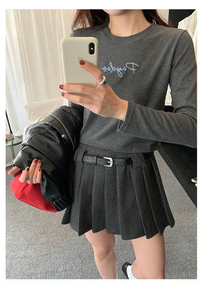 【H5492】實拍S~XL復古學院風磨毛百褶a字裙（內有安全褲）251109