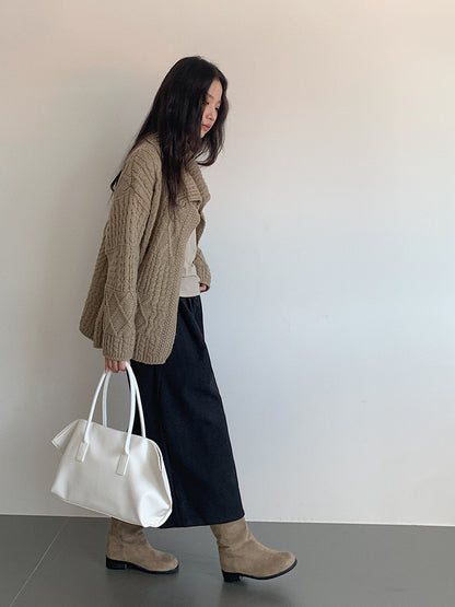 【LD3301】實拍韓系簡約高腰毛呢闊腿七分褲251103