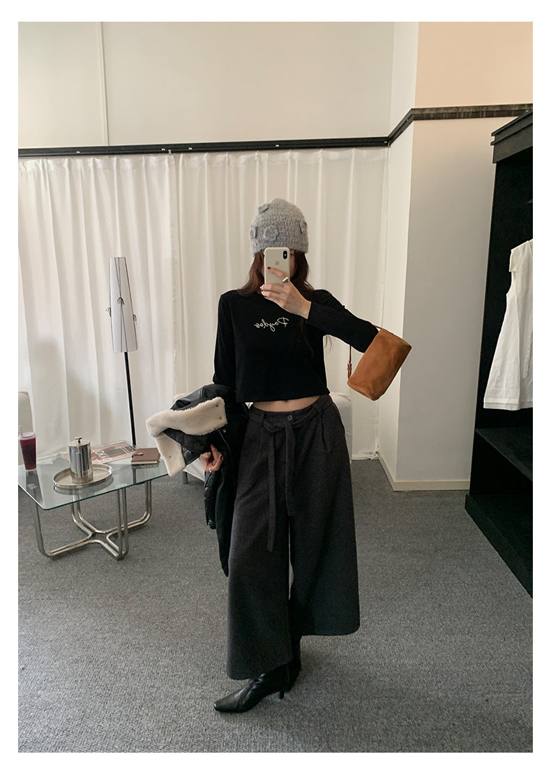 【H5482】實拍磨毛舒適質感刺繡長袖T恤251109