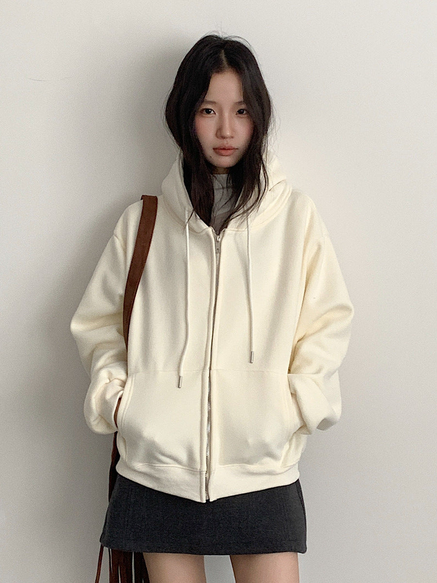 【LD11030】實拍冬季慵懶加絨加厚連帽衞衣外套251124