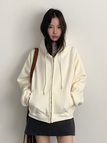 【LD11030】實拍冬季慵懶加絨加厚連帽衞衣外套251124