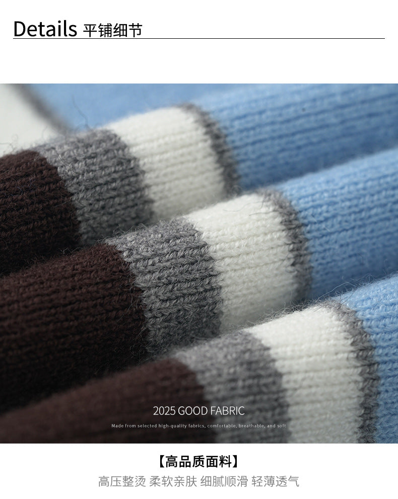 【H5518】實拍復古中性條紋針織衫＋針織百褶裙251125