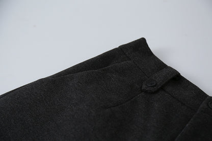 【LD11044】實拍厚款毛呢西裝短褲後鬆緊腰251202