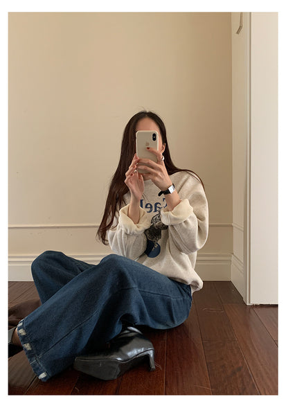 【H5496】實拍韓系小狗印花加絨厚棉衛衣251118