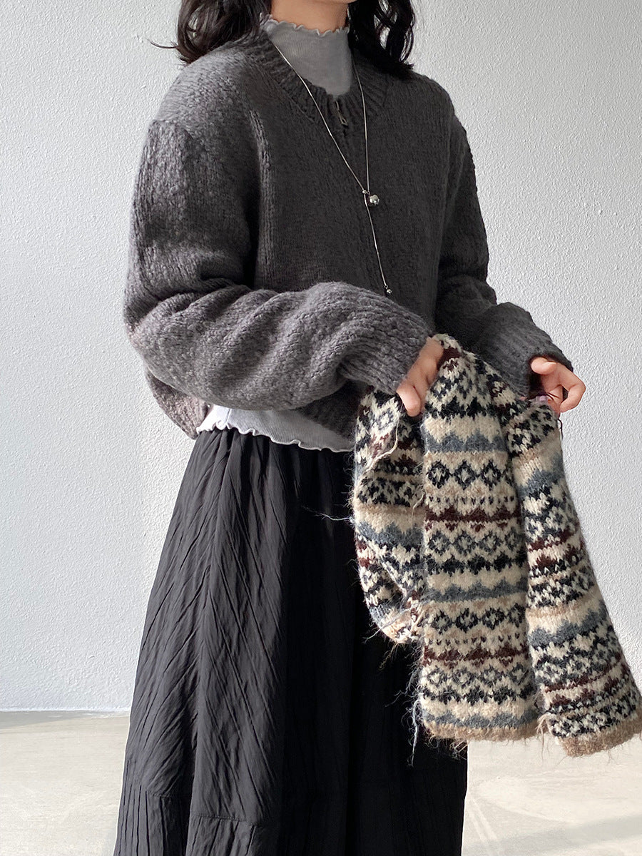 【cimz1386】實拍雙頭拉鍊羊毛保暖針織外套（羊毛34%)251201