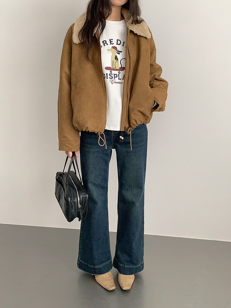 【LD3291】實拍韓國德絨小狗印花長袖T恤251103