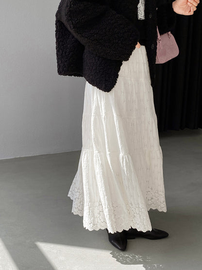 【cim6378】實拍冬日加厚蕾絲長裙251030
