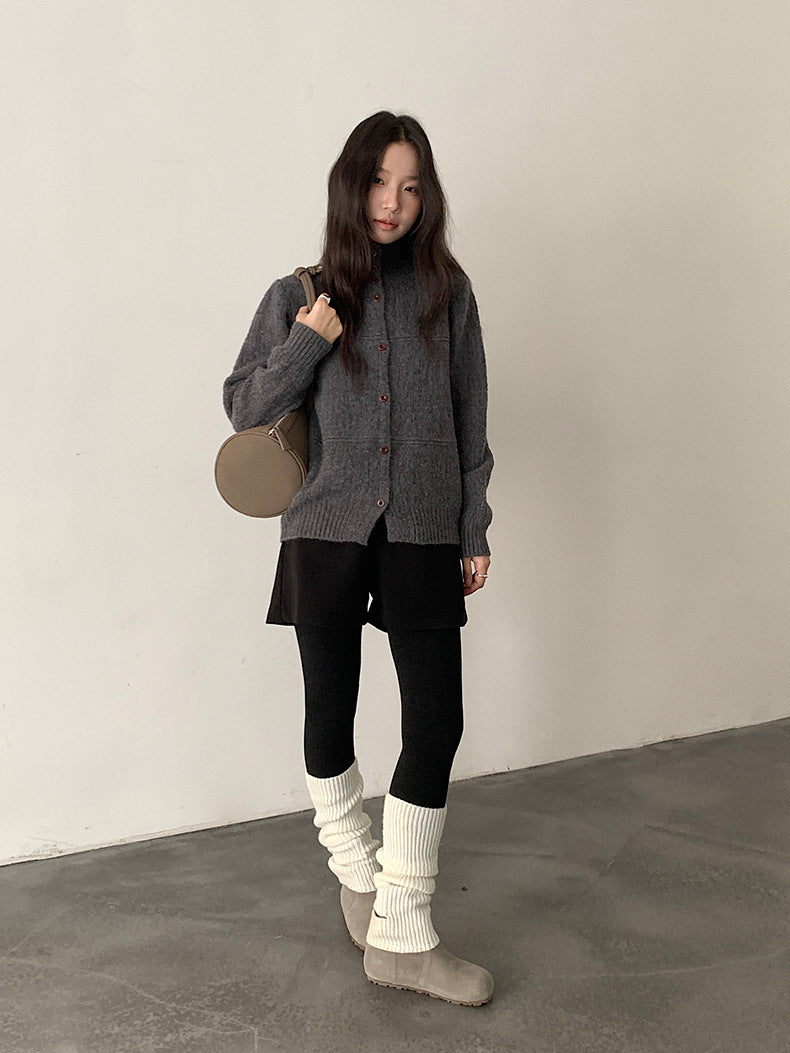 【LD11037】實拍高領開衫針織毛衣251202