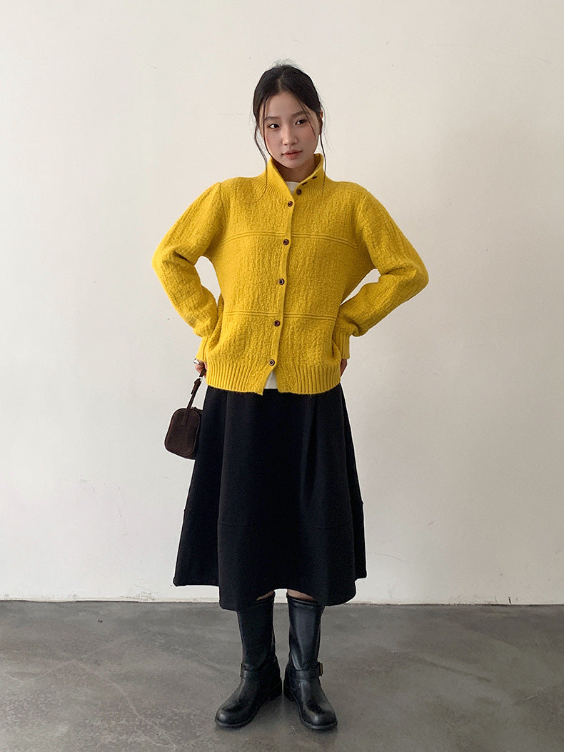 【LD11037】實拍高領開衫針織毛衣251202