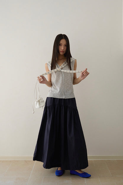 【L3072】實拍夏天韓國條紋披肩+刺繡針織背心250721