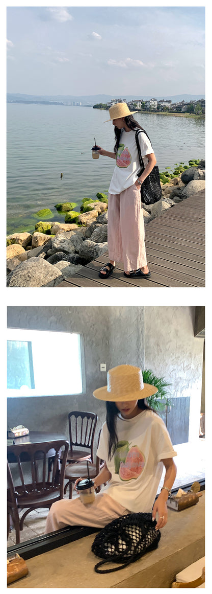 【H5196】實拍夏天超舒服的棉麻褶皺寬鬆闊腿褲250415