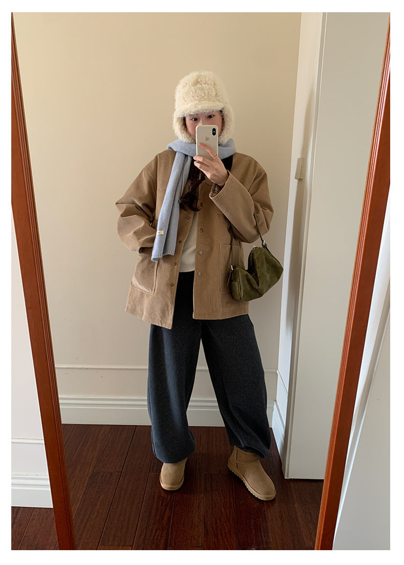 【H5508】實拍M~XL懶懶加厚奧粒絨舒適休閒彎刀褲型251118