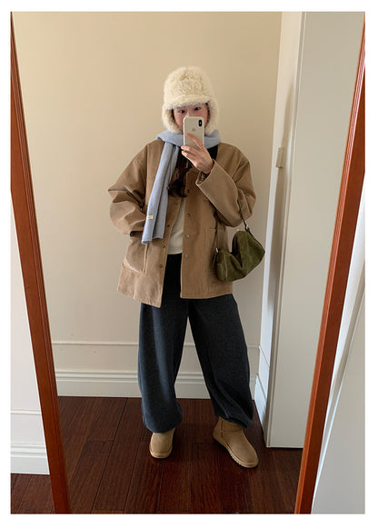 【H5508】實拍M~XL懶懶加厚奧粒絨舒適休閒彎刀褲型251118