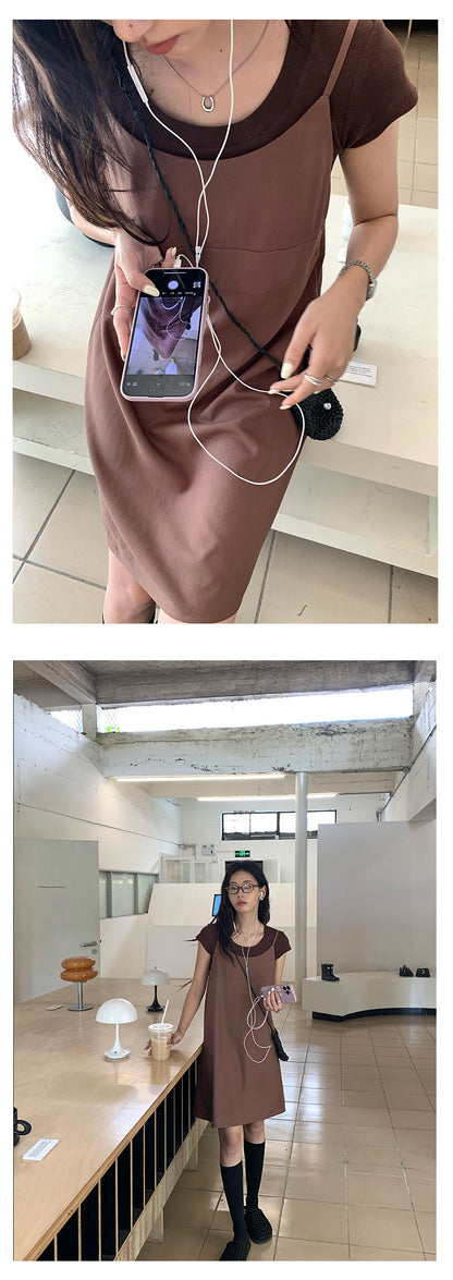 【H5357】實拍韓版氣質棉麻小吊帶洋裝250701