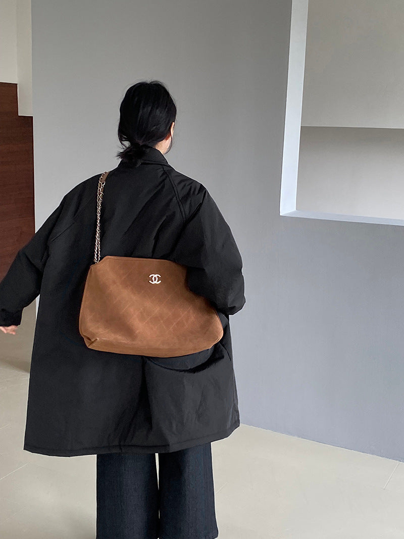 【cimz1235】 雪山奶糖 Muji 風輕薄初冬簡約廓形寬鬆棉服外套260108