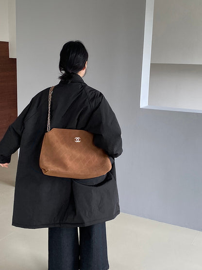【cimz1235】 雪山奶糖 Muji 風輕薄初冬簡約廓形寬鬆棉服外套260108