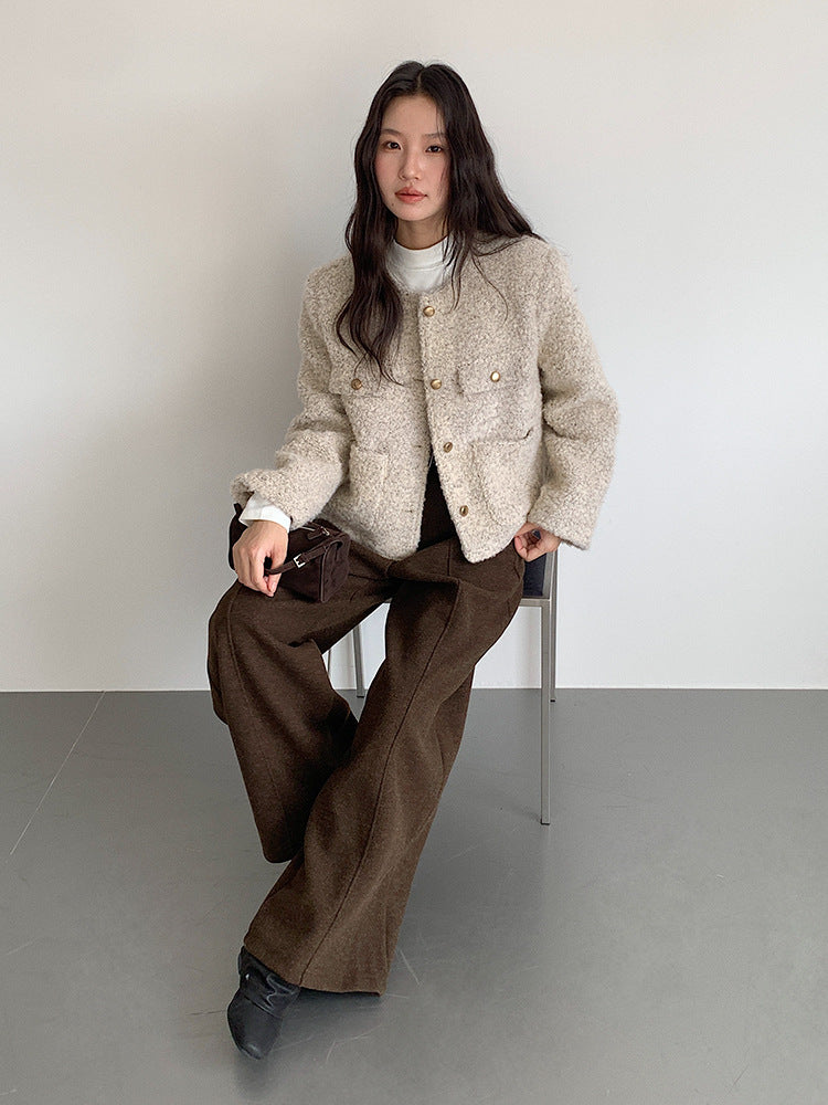 【LD11011】實拍S~XL設計感毛呢西裝闊腿褲251110