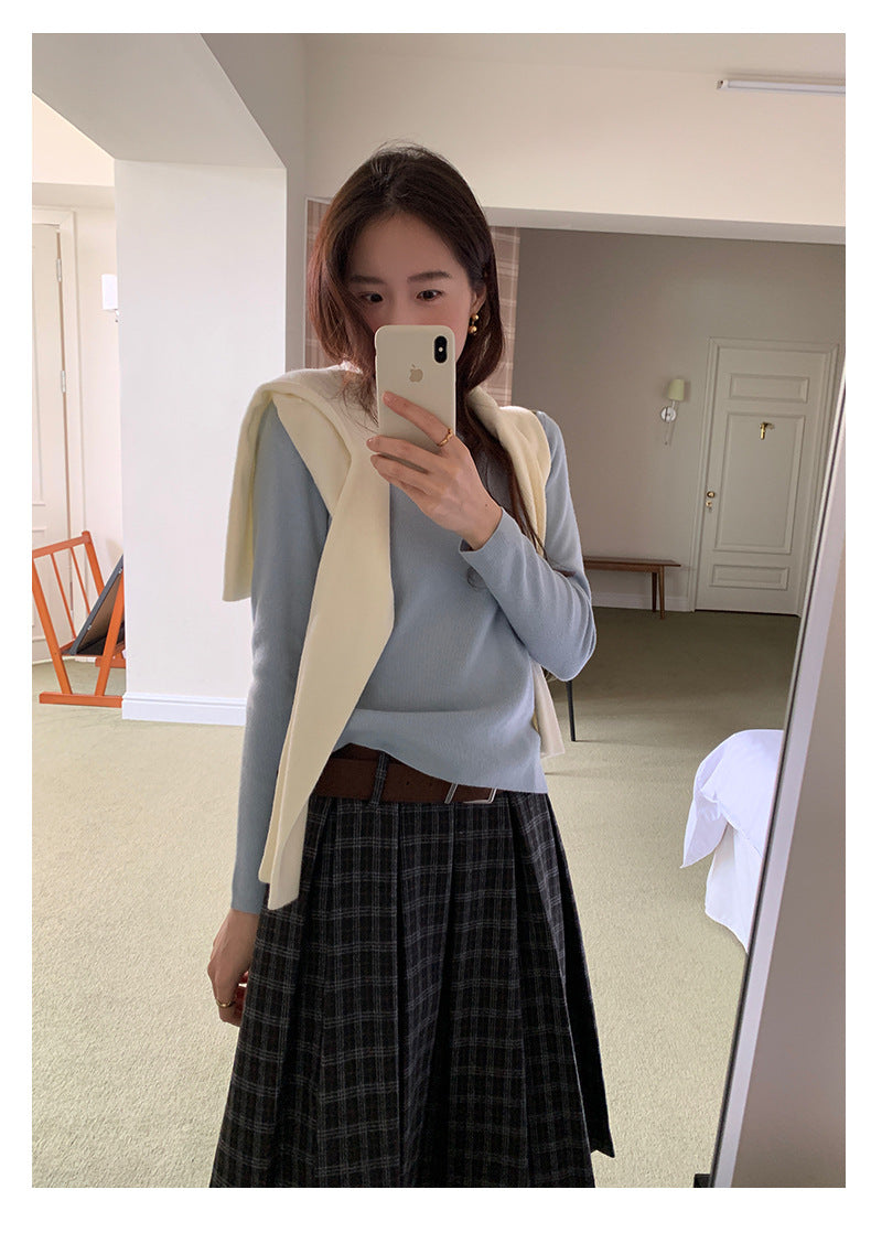 【H5510】實拍5色簡約雙層領針織T恤
251118