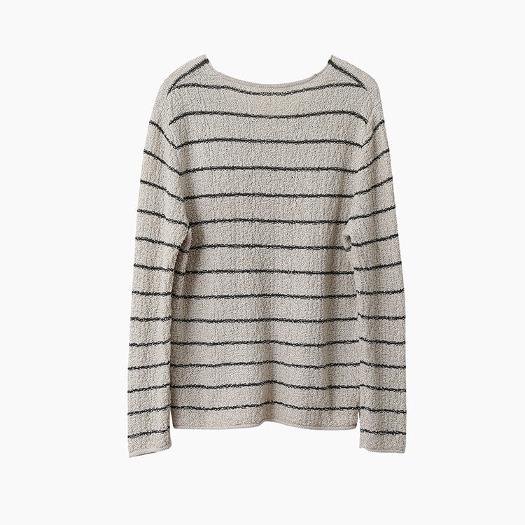 【LD11022】實拍肌理感寬鬆條紋針織衫251110