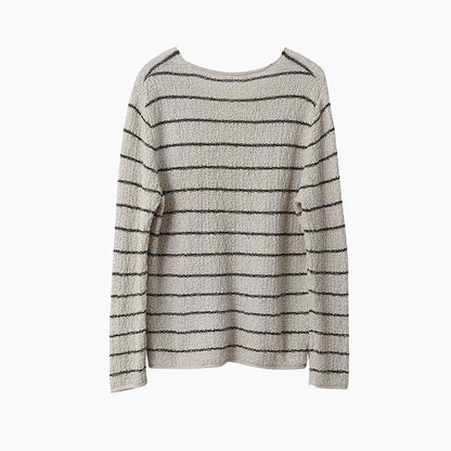 【LD11022】實拍肌理感寬鬆條紋針織衫251110