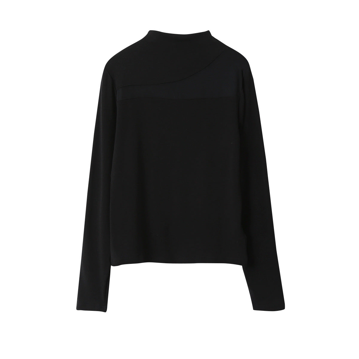 【LD11024】實拍氣質網紗拼接加絨半高領長袖T恤251124