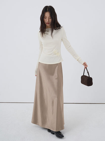 【LD3288】實拍秋冬高腰垂感抓絨厚款緞面魚尾裙251103