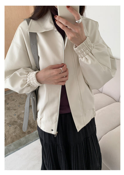 【H5480】實拍復古男友款PU皮外套251109