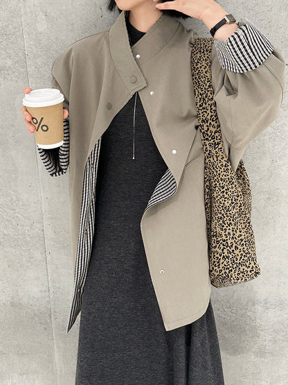 【cim1228】實拍韓國高級天絲棉雙面可穿黑白格風衣外套251030