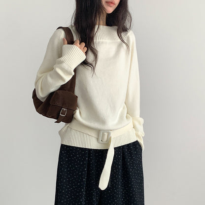 【LD11062】實拍慵懶高級感北極融針織毛衣（可拉一字肩）251209